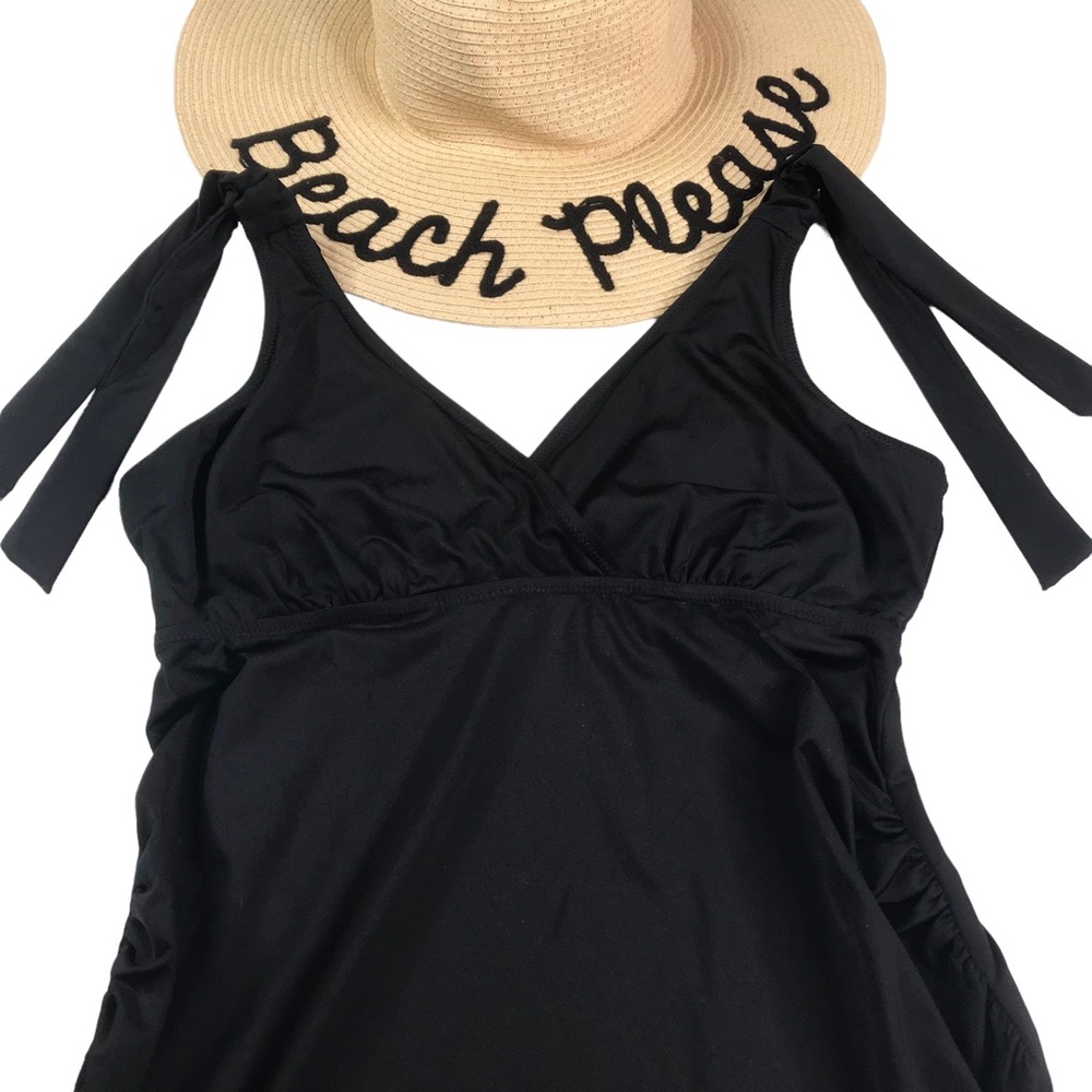🎈SALE A Pea in the Pod Swim Swimsuit Top Maternity Tankini SIZE S Black Stretch